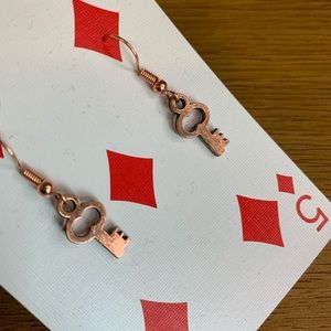 Small Rose Gold Key Earrings